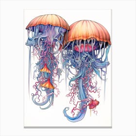 Upside Down Jellyfish Pencil Drawing 1 Canvas Print