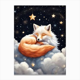 Fox Sleeping In The Clouds Canvas Print