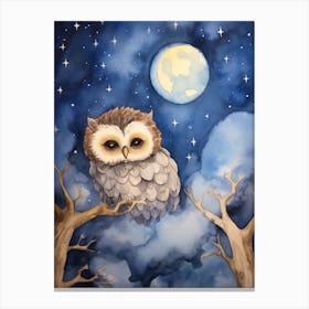 Baby Owl 3 Sleeping In The Clouds Canvas Print