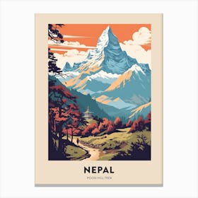 Poon Hill Trek Nepal 6 Vintage Hiking Travel Poster Canvas Print