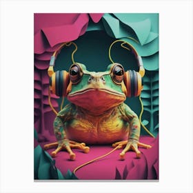 Frog With Headphones 4 Canvas Print