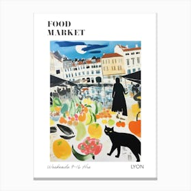 The Food Market In Lyon 4 Illustration Poster Canvas Print