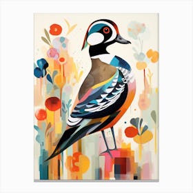 Bird Painting Collage Wood Duck 1 Canvas Print