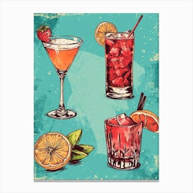 Fruity Cocktail Selection Blue Background Canvas Print