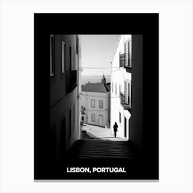 Poster Of Lisbon, Portugal, Mediterranean Black And White Photography Analogue 2 Canvas Print