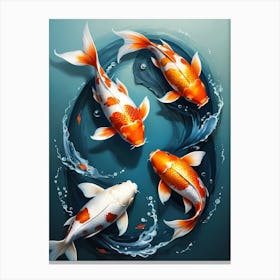Koi Fish Yin Yang Painting (8) Canvas Print