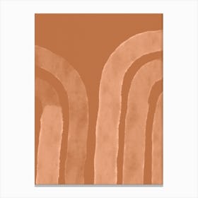Beige Abstract Lines On Terracotta Canvas Print