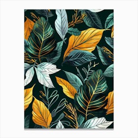 Seamless Pattern With Leaves 3 Canvas Print