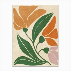 Orange And Green Flowers Canvas Print