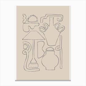 Drawing Of A Vase Line Drawing Canvas Print