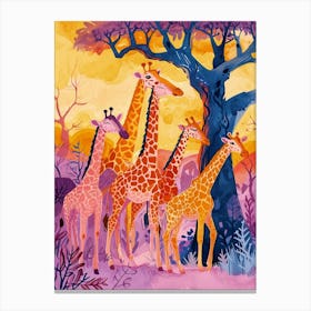 Herd Of Giraffe Cute Illustration  2 Canvas Print