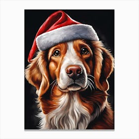 Cute Dog Wearing A Santa Hat Painting (19) Canvas Print
