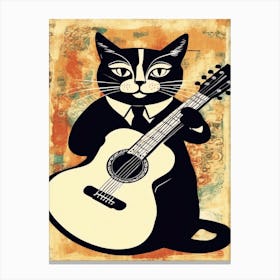 Cat Playing Guitar Canvas Print