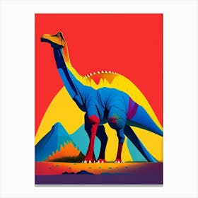 Tsintaosaurus Primary Colours Dinosaur Canvas Print