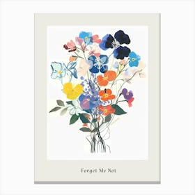 Forget Me Not 2 Collage Flower Bouquet Poster Canvas Print