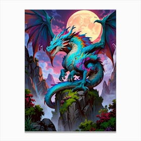 Dragon On A Rock 1 Canvas Print