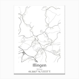 Illingen,Germany Minimalist Map Canvas Print