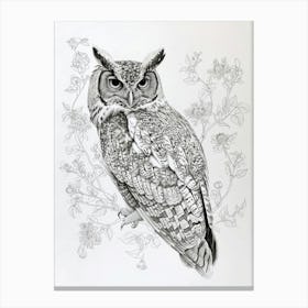 Brown Fish Owl Marker Drawing 1 Canvas Print