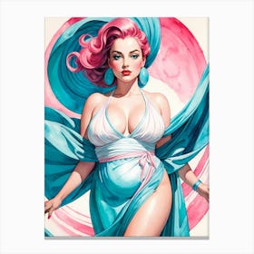 Portrait Of A Curvy Woman Wearing A Sexy Costume (10) Canvas Print