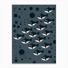 Piranha 1950s pattern Canvas Print