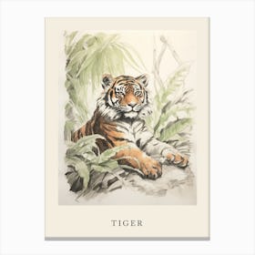 Beatrix Potter Inspired  Animal Watercolour Tiger 4 Canvas Print