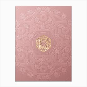Geometric Gold Glyph Abstract on Circle Array in Pink Embossed Paper n.0159 Canvas Print