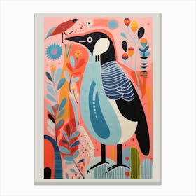 Colourful Scandi Bird Penguin 2 Canvas Print