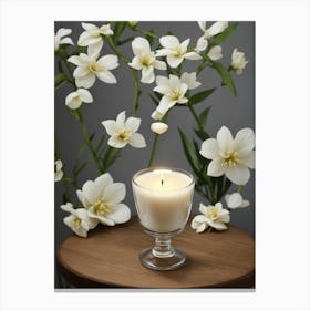 White Flowers On A Table Canvas Print