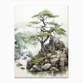 Iriomote Island In Okinawa, Japanese Brush Painting, Ukiyo E, Minimal 4 Canvas Print