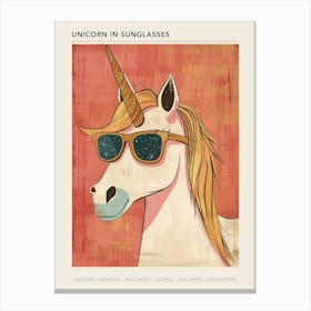 Storybook Style Unicorn With Sunglasses Muted Pastels 1 Poster Canvas Print