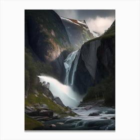 Skjervsfossen, Norway Realistic Photograph (2) Canvas Print