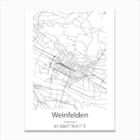 Weinfelden,Switzerland Minimalist Map Canvas Print