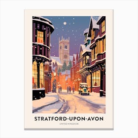 Winter Night  Travel Poster Stratford Upon Avon United Kingdom 2 Canvas Print