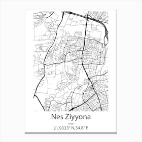 Nes Ziyyona,Israel Minimalist Map Canvas Print