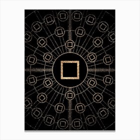 Geometric Glyph Radial Array in Glitter Gold on Black n.0314 Canvas Print