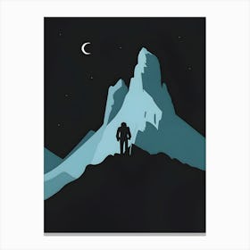Mountaineer At Night, Backpacking and camping essentials, Hiking gear for remote trails, Camping under the starry sky, Scenic hiking routes for beginners, Camping by the riverside, Solo hiking adventures in the wilderness, Camping with family in national parks, Hiking and camping safety tips, Budget-friendly camping equipment, Hiking trails and campgrounds near me. Canvas Print