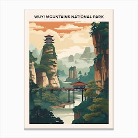 Wuyi Mountains National Park Midcentury Travel Poster Canvas Print