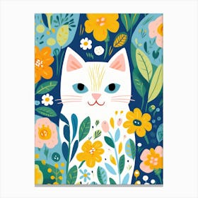 Cute Cat In Flowers Canvas Print