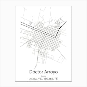 Doctor Arroyo,Mexico Minimalist Map Canvas Print