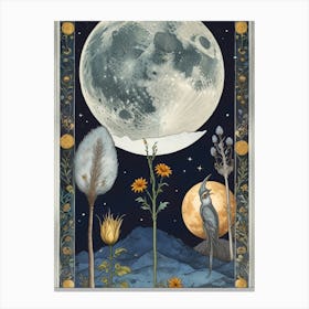 Moon And Flowers Canvas Print