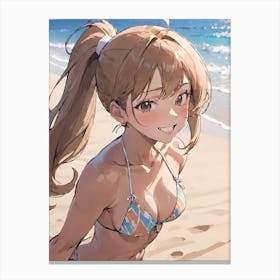 Girl Shining In The Sun On The Sandy Beach Canvas Print