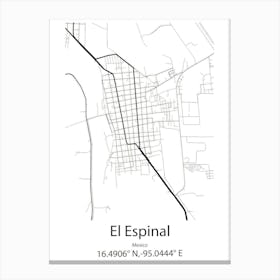 El Espinal,Mexico Minimalist Map Canvas Print