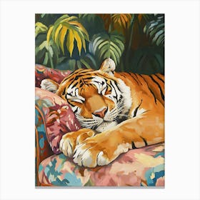 Tiger On Couch 7 Canvas Print