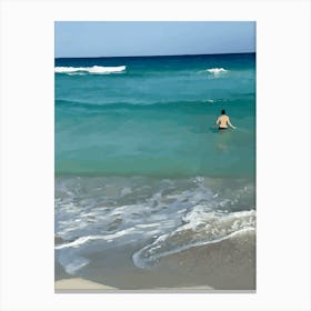 Beach into to the ocean Nature blue Canvas Print