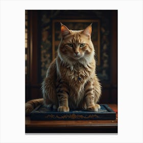 Cat Sitting On A Book Canvas Print