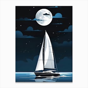 Sailboat At Night Canvas Print