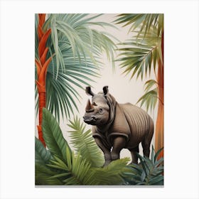 Rhinoceros 3 Tropical Animal Portrait Canvas Print