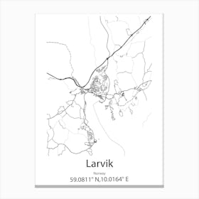 Larvik,Norway Minimalist Map Canvas Print