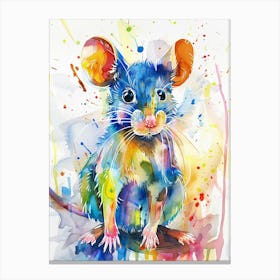 Mouse Colourful Watercolour 2 Canvas Print
