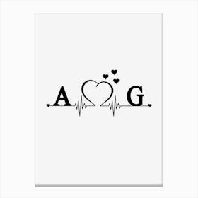 Personalized Couple Name Initial A And G Canvas Print
